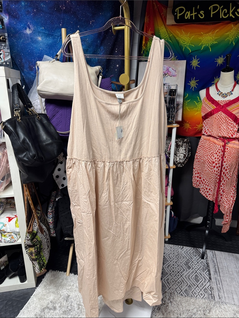 A New Day Soft Blush Ribbed Tank Dress